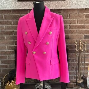 Vibrant Fuchsia Double-Breasted Blazer
